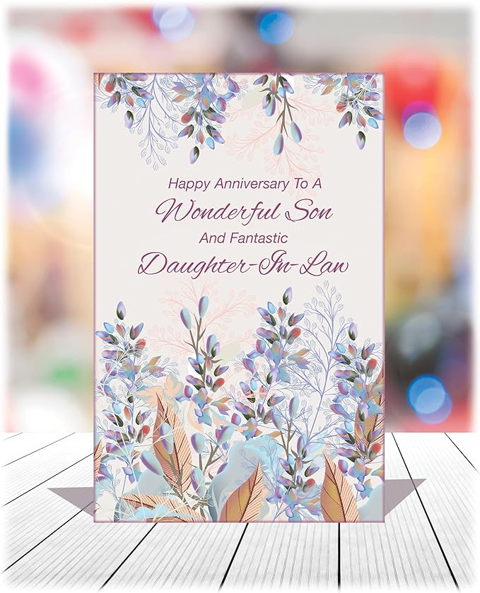 Chuck's Card-O-Rama - Anniversary Card For Son and Daughter-in-Law - Made in America - Premium Card Stock, Envelope Included - 5" x 7.75" - Packaged in Extra Sturdy Mailer - 96048