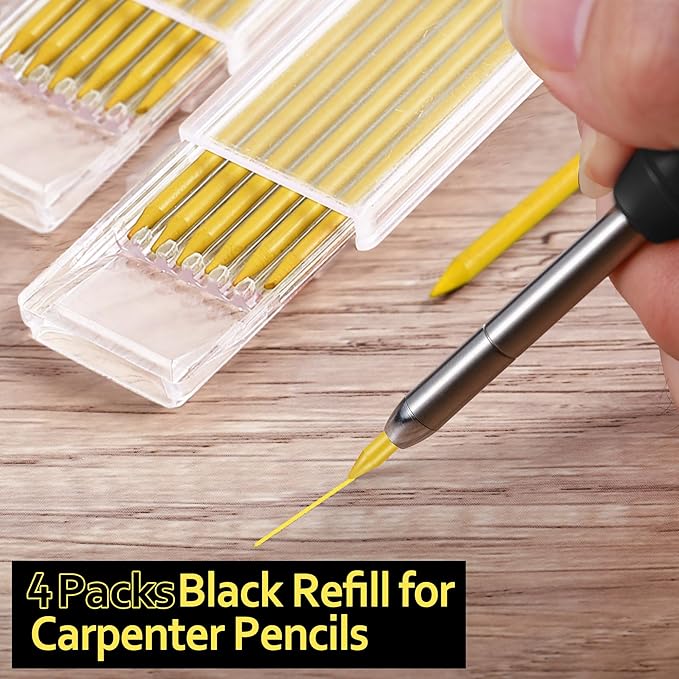 Hiboom 24 Pieces 2.8mm HB Refill for Carpenter Pencil, Study Long Lasting Pencil for Mechanical Pencil Woodworking Construction(Yellow)