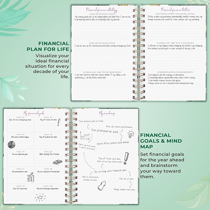 PLANBERRY Budget Planner & Monthly Bill Organizer with Pockets Premium – Home Finance & Bill Payment Organizer – Budgeting Book with Income & Expense Tracker - 7x8.5″ Hardcover (African Green)