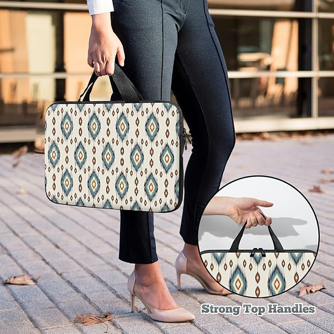 Laptop Sleeve Case Bag 15 inch, Geometric Ethnic Oriental Slim Carrying Case Durable Handbag Travel Laptop Bag for 15 inch MacBook Air M3/M2/15 Pro/Surface Laptop 7/6/5/4/3/ Dell XPS 15 Plus