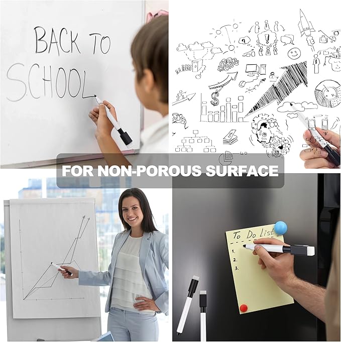 IHPUKIDI Magnetic Dry Erase Markers Fine Point Tip, 96-Pack Whiteboard Markers Dry Erase Marker with Eraser Cap, Low Odor Whiteboard Markers, Thin Dry Erase Markers for Kids Teachers