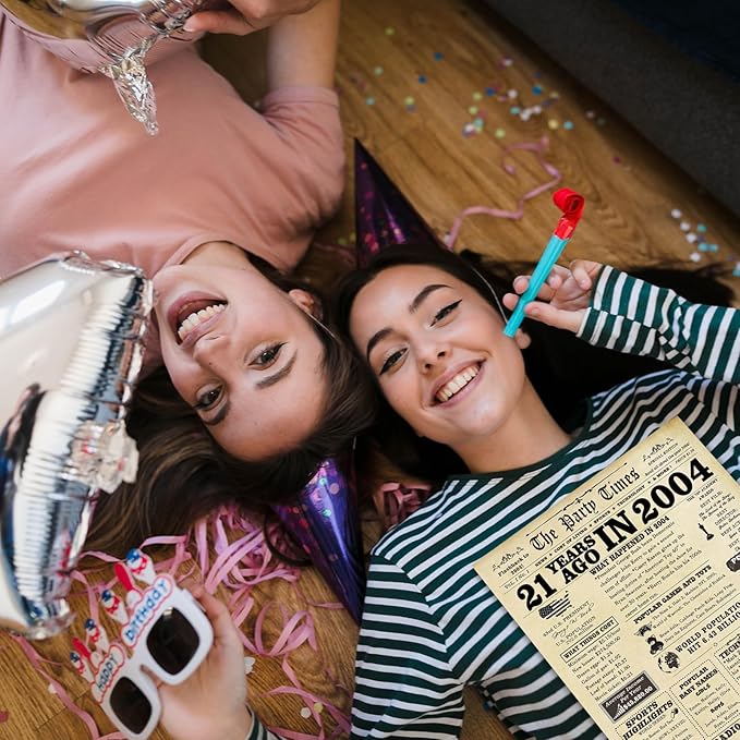 Funny 21st Birthday Gift for Men Women, Cheers to 21 Year Old Birthday Card for Him Her,Big 21st Party Birthday Decorations Gifts for Girls Boys