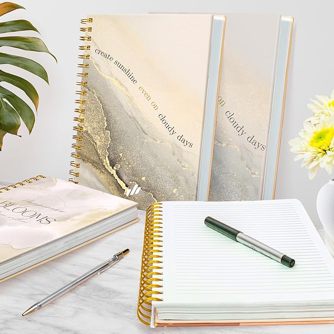 Journals For Writing - 10.25" X 7.25" 300 Pages, Hardcover Spiral Notebook College Ruled, Spiral Journal For Women, Large Journal, Women's Journal (Create Sunshine) Marble