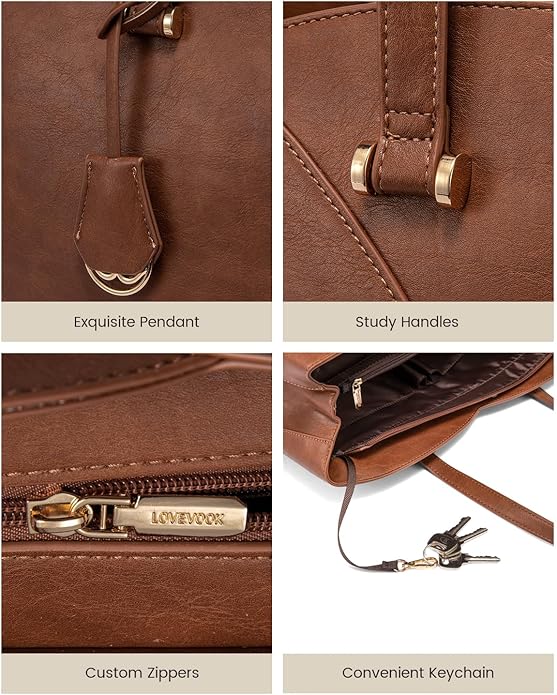 LOVEVOOK Laptop Tote Bag for Women, Work Bags Teacher Tote Bag, Leather Computer Bag Purses Handbag Professional Briefcase
