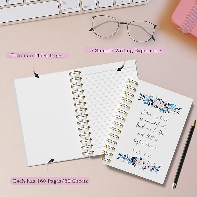 Christian Floral Notebook - Prayer Journal, Christian Gifts Journal, Bible Verse Notebook, Daily Prayer Journal, Bible Notebooks for Note Taking, Christian Gifts, 5.5x8.3 Inches