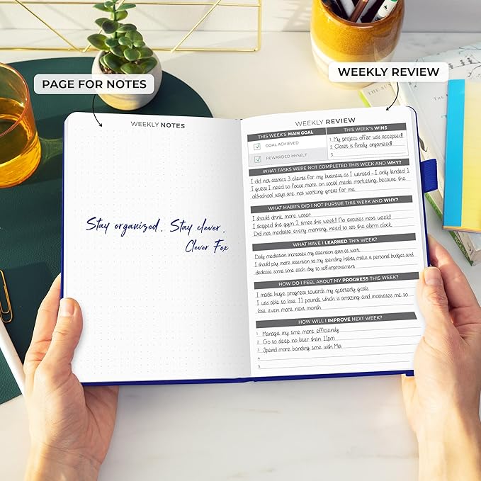 Clever Fox Daily Planner – Undated Planning Notebook with Hourly Schedule & to-Do List – Personal Day Task & Work Organizer, 6 Months (Royal Blue)