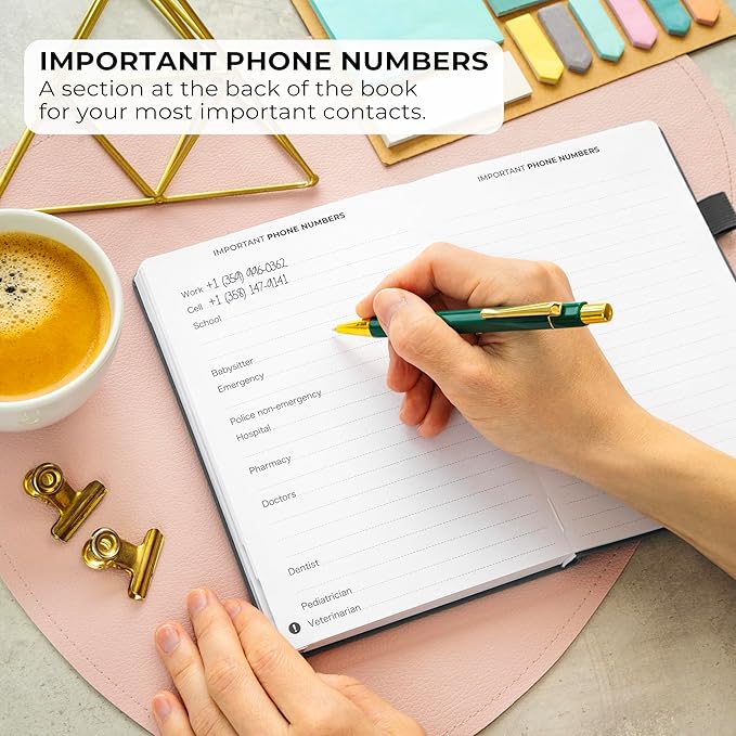 Clever Fox Address Book with alphabetic tabs - PU Leather Telephone and Address Book for Keeping Contacts Safe, Contact Organizer Journal, Medium Size (5.3″ x 7.7″) Hardcover, Silver Black