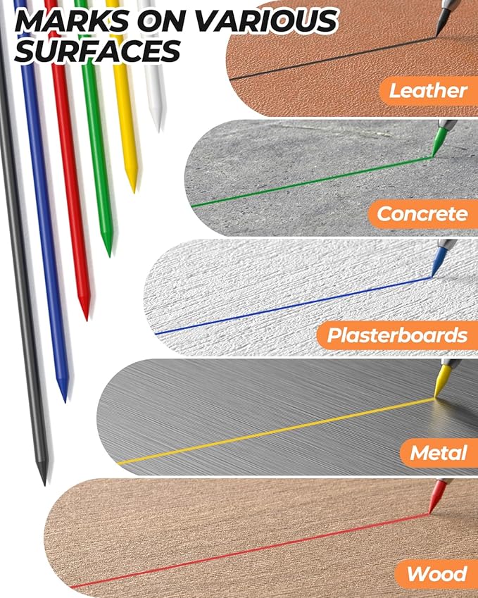 Nicpro 5 Pack Carpenter Pencil with Sharpener & Holders, Mechanical Carpenter Pencils Set with 53 Refills, Deep Hole Marker Woodworking Pencils, Heavy Duty Construction Pencils for Architect-With Case