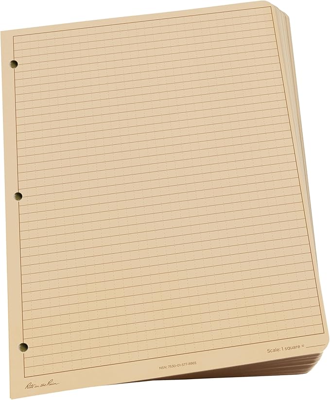 Rite in the Rain Looseleaf Paper,Universal, Beige, 11 x 8.5 x 0.5, PK100