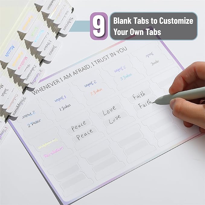 Mr. Pen- Bible Tabs, 75 Tabs, Holographic Laminated Bible Tabs for Women and Men, Bible Tabs for Study Bible, Bible Index Tabs, Bible Book Tabs, Bible Labels Tabs, Mr Pen Bible Tabs