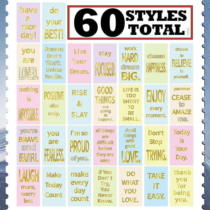 Jinei 300 Inspirational Affirmation Cards Positive Motivational Cards Small Mini Encouragement Quotes for Women Mother's Day Church(Gilded Style)