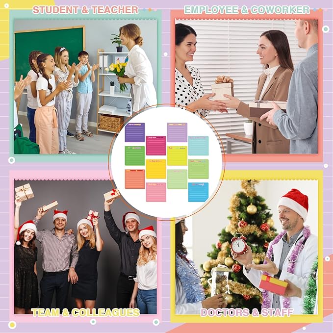 Yinder 24 Pcs Inspirational Sticky Notes with Lines Cute Motivational Sticky Notes Pad Employee Appreciation Gifts Bulk for Teacher Nurse Coworkers Office Supplies 3 x 3''(Dark Color,Inspirational)