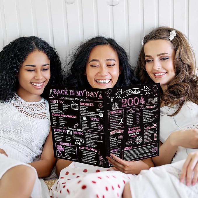 21st Birthday Card for Girls Her, Jumbo 3D Pop Up 21st Birthday Gifts, Back In 2004 Happy 21 Year Old Birthday Decorations Cards Card for Daughter Granddaughter, Rose Gold