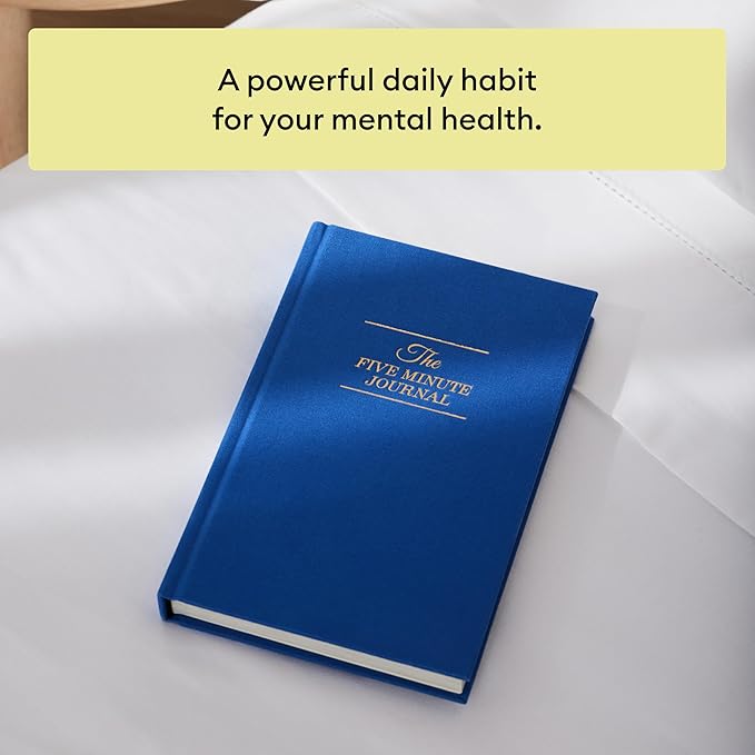 Intelligent Change The Five Minute Journal, Original Daily Gratitude 2025, Reflection & Manifestation for Mindfulness, Undated Daily with Gold Foiling, Plastic-Free, Blue