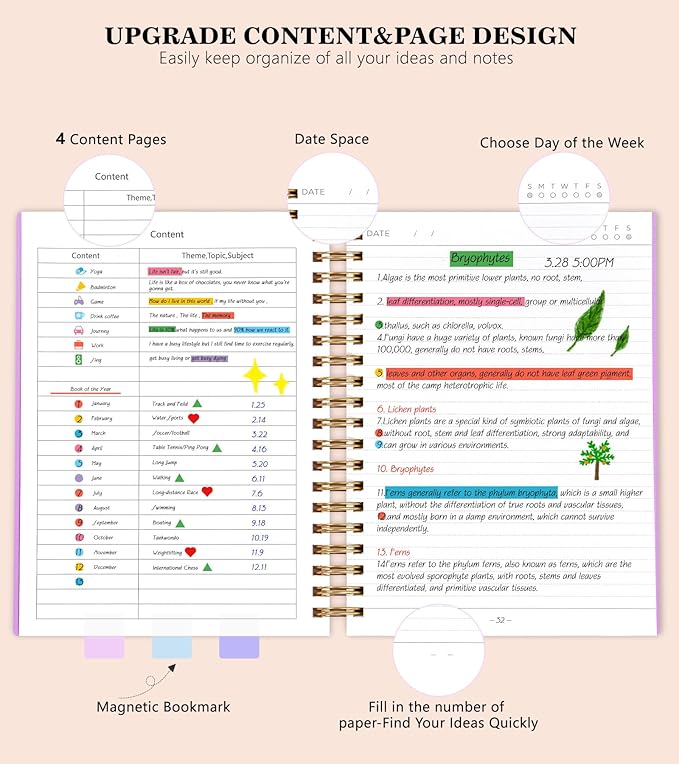 Spiral Notebook Journal College Ruled 8.5''x 11'', 360 Pages Lined Thick Journals for Women Men, A4 Large Writing Spiral Journal with 100GSM Paper, Spiral Notebooks for Work, School Purple