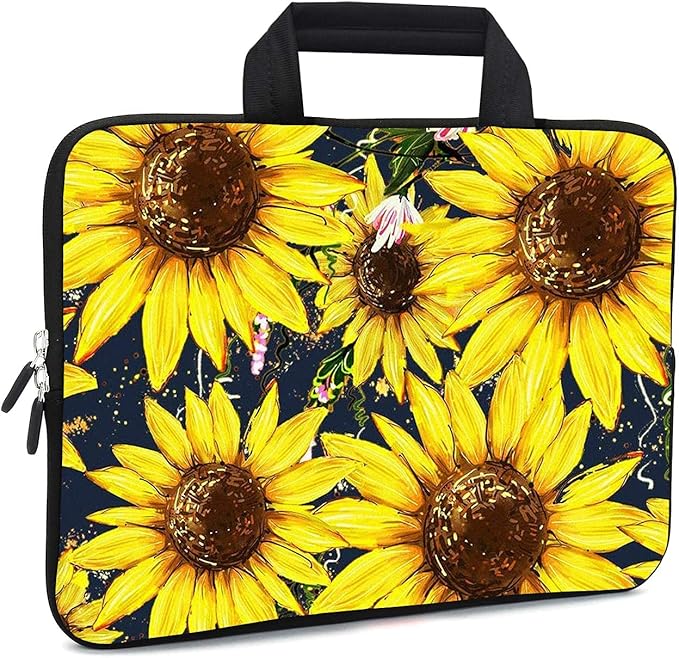 11.6 12 12.1 Inch Laptop Carrying Bag Protective Chromebook Case Pouch Netbook Notebook Ultrabook Bag Tablet Sleeve Cover Travel Briefcase with Handle for Men Women (Sunflower)
