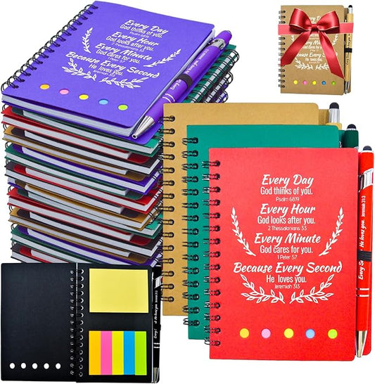 200 Pcs Bulk Christian Gifts Prayer Journal for Woman - 100 Set Religious Notepad with Christian Pen - Bible Notebook - Church Gifts for Mother's Day, Bible Study, and Family Devotions ( Colorful )