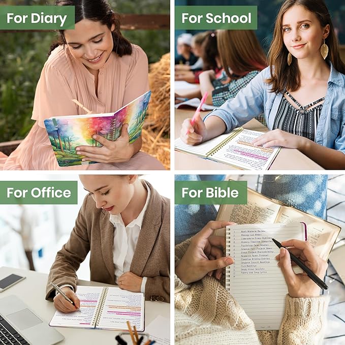 Lined Spiral Journal Notebook for Women, A5 College Ruled Journals for Writing, Hardcover Notebooks for Work, Note Taking and Office School Supplies,140 Pages - Mystic Forest