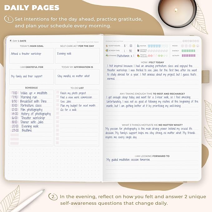 Clever Fox Self-Care Journal – Daily Reflection Notebook – Mental Health & Personal Development Planner, Meditation & Mood Log, A5 (Seashell)