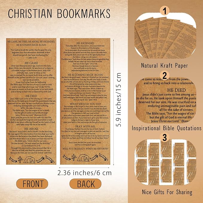 100 Sets Religious Bible Verse Gifts Bulk Christian Bookmarks Inspirational Bamboo Pens Easter Gifts for Men Women Sunday School Church Activities