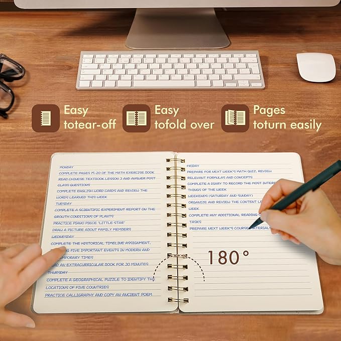 Lined Spiral Notebook College Ruled A5 Journal Book for Note Taking, 160 Pages Writing Journal for Office and Home School Supplies 5.75x8.125 inch - Navy Blue