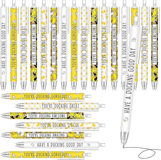 Jetec 60 Pcs Duck Pens Gifts Inspirational Cute Ballpoint Pens Bulk Motivational Employee Appreciation Gifts Black Ink for Duck Lovers Thank You Coworkers