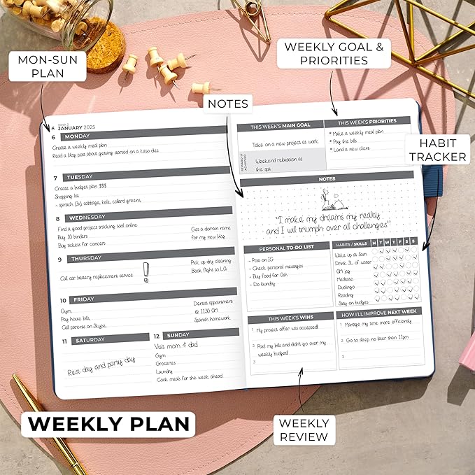 Clever Fox Dated Planner 2025-2026 – Weekly Life Planner Notebook for Goal Setting & Time Management – Planner with Habits Tracker, to-do List & Dated Pages – A5, Lasts 1 Year (Mystic Blue)