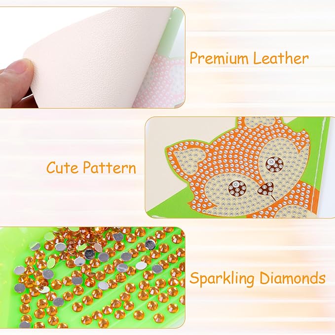 Anseal 8 Pcs Animals Diamond Art Painting Bookmark, Rhinestone Crystal Corner Bookmarks for Book Lovers, Triangle Embroidery Painting Arts Crafts Book Mark for Kids