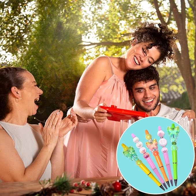 45 Pieces Beadable Pens - Beaded Pens Sweet Plastic Diy Black Ink Ballpoint Pens Bulk - Bead Pens Suitable For Teacher, Students, Office, School, Graduation Gift Supplies