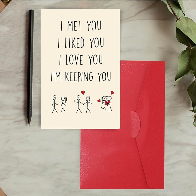 Cheerin Anniversary Day Cards for Him and Her - Romantic Greeting Card with Envelope - Sweet Birthday Card for Husband Wife Girlfriend Boyfriend