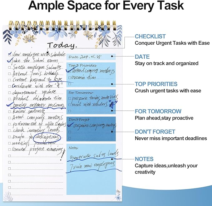 To Do List notepad - To Do List Notebook for Work with 52 Sheets, Undated Daily Planner Perfect for Daily Tasks and Goal Setting, To Do List Notepad Suitable for Office, Desk, Classroom,