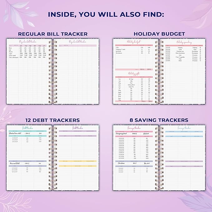 PLANBERRY Budget Planner & Monthly Bill Organizer with Pockets Premium – Home Finance & Bill Payment Organizer – Budgeting Book with Income & Expense Tracker - 7x8.5″ Hardcover (Wild Purple)