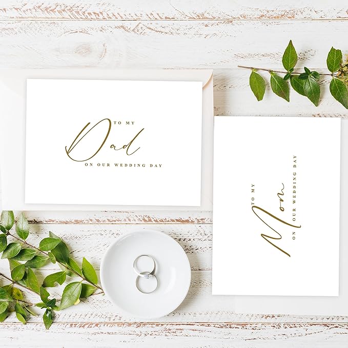 LADY&HOME Set of 2 Wedding Day Cards to Dad and Mom,To My Dad and Mom on My Wedding Day Card (C2:Dad & Mom)