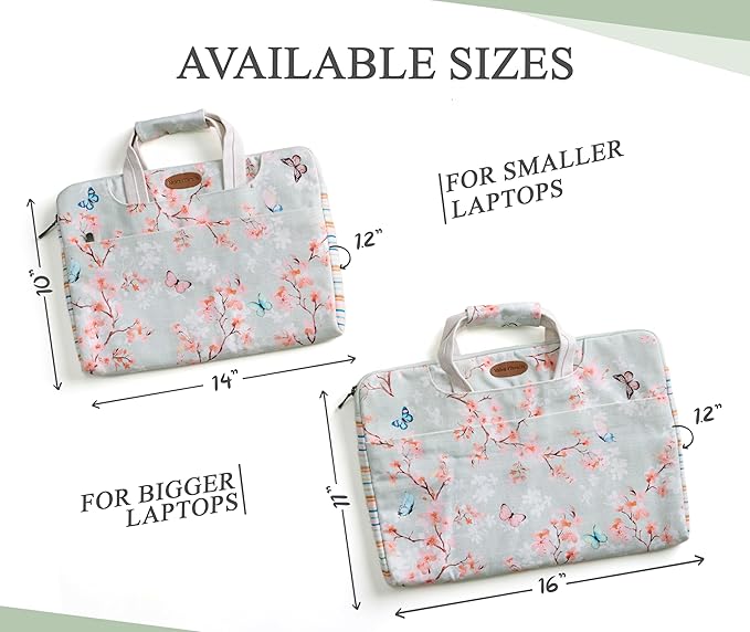 Maison d'Hermine Laptop Bag upto 13.5 inch Stain and water repellent Cotton canvas - Blossom In Spring