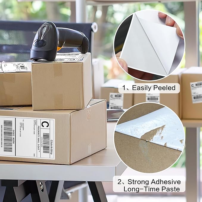 L LIKED 100 Shipping Labels - 4"x 6", Single Sheet, Printable Labels for Laser & Inkjet Printers, Self Adhesive Address Mailing Postage Labels Stickers (100 Sheets)