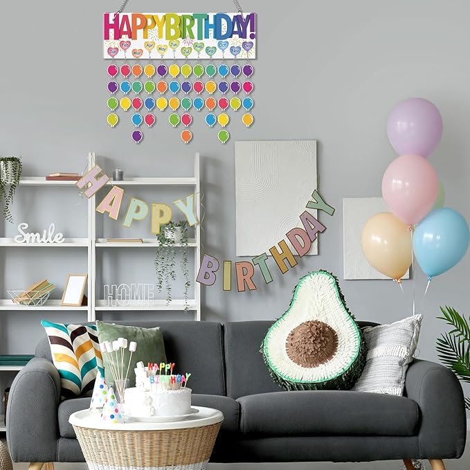 Eersida Birthday Calendar Wall Hanging Family Birthday Plaque with Tags Acrylic Birthday Reminder Calendar Board Classroom Birthday Reminder 120 Tags Christmas Party Gifts Home Decor(Classic Color)