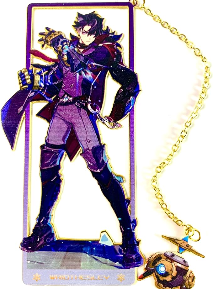 Genshin Impact Wriothesley Metal Bookmark - Anime Figure Merch with 3D Display Box - Birthday Gifts for Fans Friends Gamer Book Lovers - Zllada