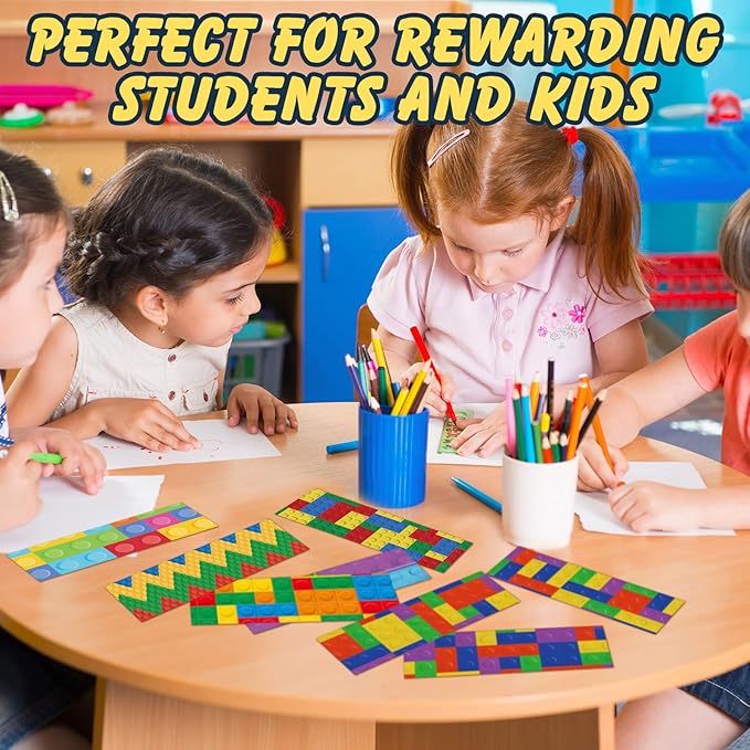 120 Pieces Bookmarks for Kids Set Book Marks Gifts for Kids Inspirational Motivational Paper Bookmark Pack for Book Lovers Adults Teacher Women Funny Reading Gift(Building Block)