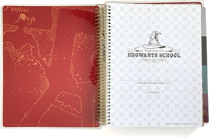 Paper House Productions Harry Potter 12 Month Undated 9.5" Planner with Month and Event Flag Stickers - Marauder's Map