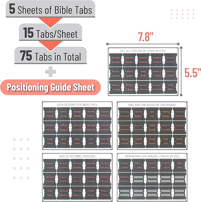Mr. Pen- Bible Tabs, 75 Tabs, Cool Gray, Laminated Bible Tabs for Women and Men, Bible Tabs for Study Bible Index Tabs, Bible Book Tabs, Bible Labels Tabs, Mr Pen Bible Tabs for Women Study Bible