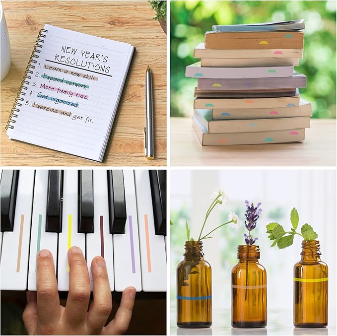 HAUTOCO 1800PCS Transparent Highlighter Tape, Removable Highlighter Strips Sticky Notes Tabs for Annotating Books, Morandi Clear Sticky Page Markers Tabs for Office School Aesthetic Study Supplies