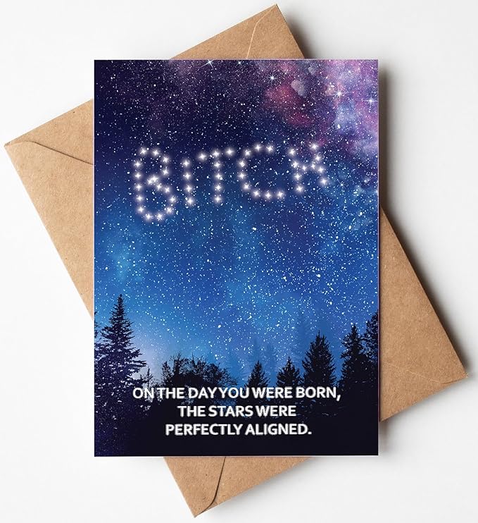 Gelid On The Day You Were Born, The Stars Were Perfectly Aligned - Funny Happy Birthday Cards for Women Her Sister - Humorous Thinking of You Gift Idea Best Friend - Bday Card for Bestie Girlfriend