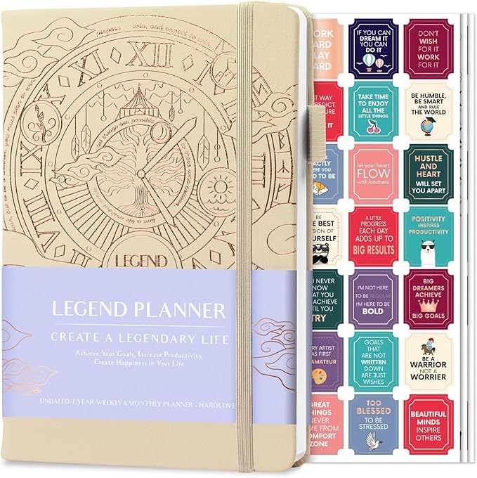 Legend Planner – Weekly & Monthly Life Planner to Hit Your Goals & Live Happier. Organizer Notebook & Productivity Journal. A5 (Seashell)