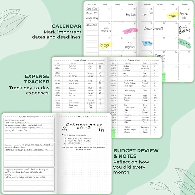 GoGirl Budget Planner – Monthly Financial Planner Organizer Budget Book. Expense Tracker Notebook Journal to Control Money, Compact (Mint Green)