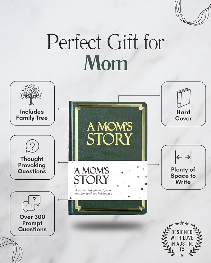 Mom's Life Story Journal (Hardcover): A Meaningful Keepsake for Mom to Share Her Journey and Memories, Book Includes 250+ Prompt Questions, Sentimental Gifts for Mother's Day, Birthday & Christmas
