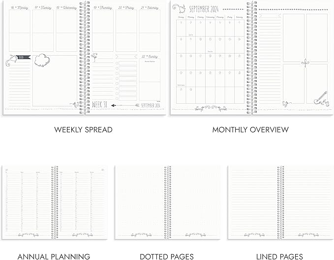 Doodle Academic Planner 2024-2025 | July 2024 - August 2025 | Weekly & Monthly Planner | Space for Creativity & Coloring | Planner stickers included | 120gsm paper