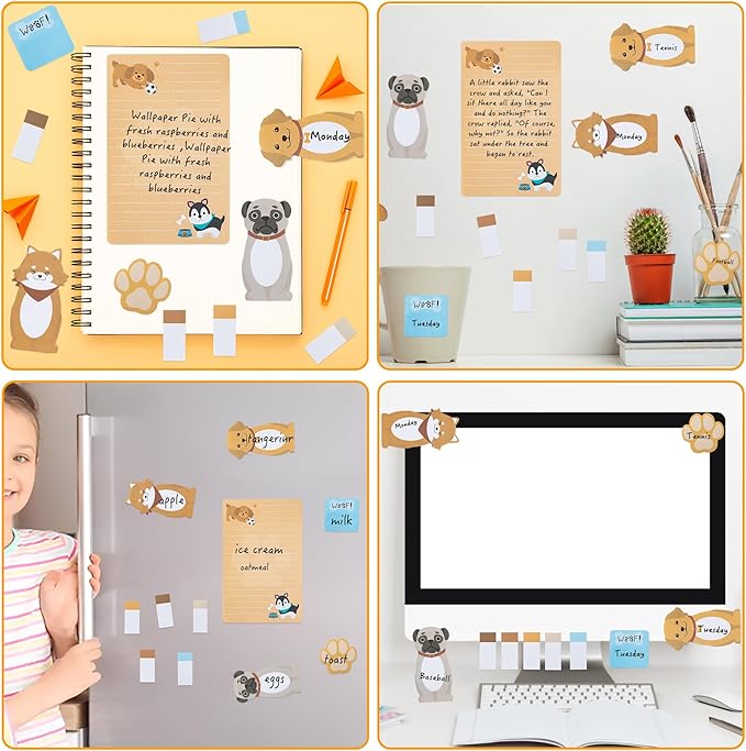 I Just Really Like Dogs Sticky Notes Set, 550 Sheets, Cute Cartoon Puppy Self-Stick Notes Pads Animal Divider Tabs Bundle Writing Memo Pads Back to School Office Supplies Small Gift