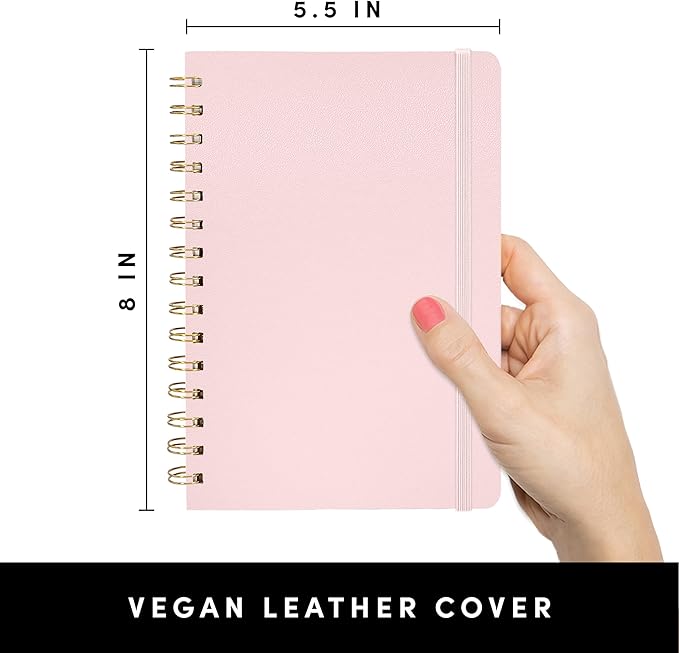 PAPERAGE Lined Spiral Journal Notebook, (Blush), 3 Pack, 160 Pages, Medium 5.5 inches x 8 inches - 100 GSM Thick Paper, Hardcover, Double-Wire Spiral Journal & Notebook