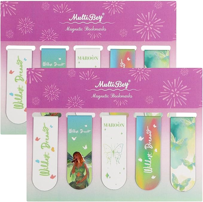 10Pcs Magnetic Bookmarks T-S Bookmarks Page Markers for Fans Readers, Women, Men, Book Lovers, Students Teachers, Funny Office Supplies Stationery Gifts Used in Office, School, Home (Green)