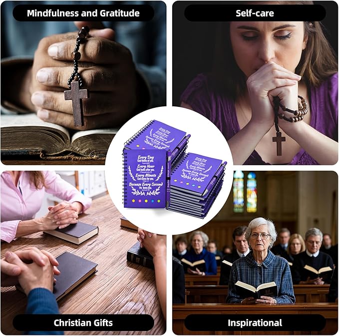 40 Pcs Bulk Christian Gifts Prayer Journal for Woman - 20 Set Religious Notepad with Christian Pen - Bible Notebook - Church Gifts for Mother's Day, Bible Study, and Family Devotions ( Elegant )
